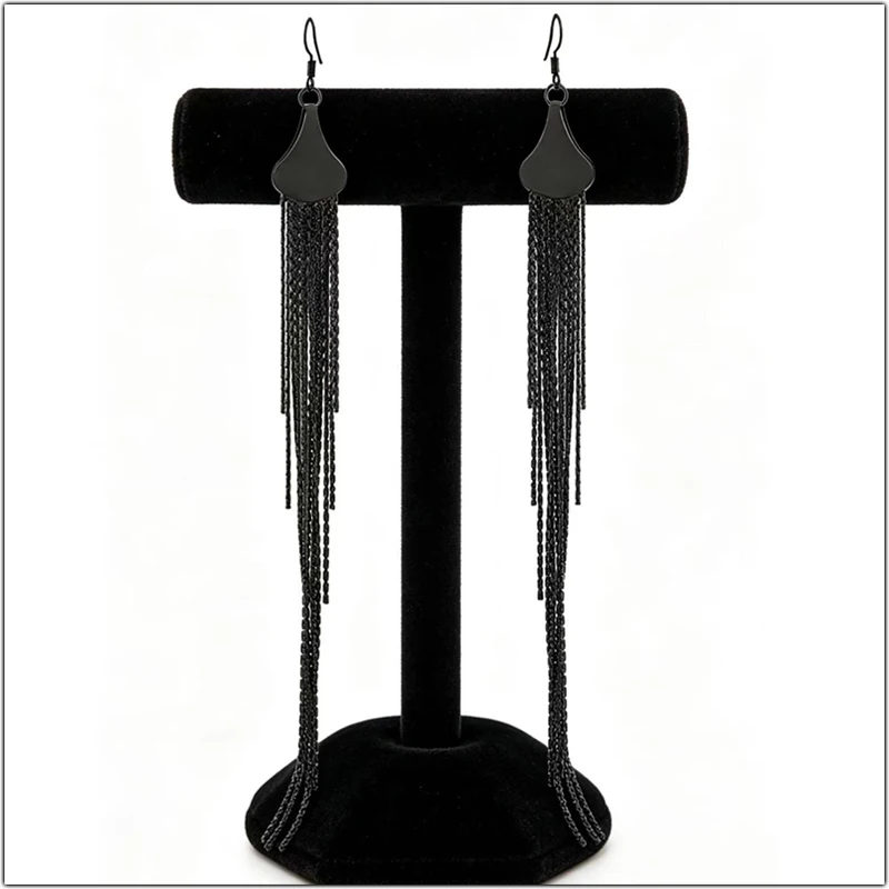 Fashion Long Tassels Dangle Earrings Decorative Accessories Gun Black Water Drop Earring Daily Business Party Clothing Ornaments