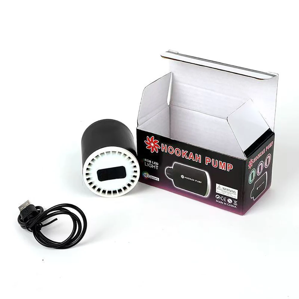 Electric Shisha Hookah Starter Pump USB Charging LED Lights Rechargeable Battery Blower Accessories Strong Air Hookah Pump Kit