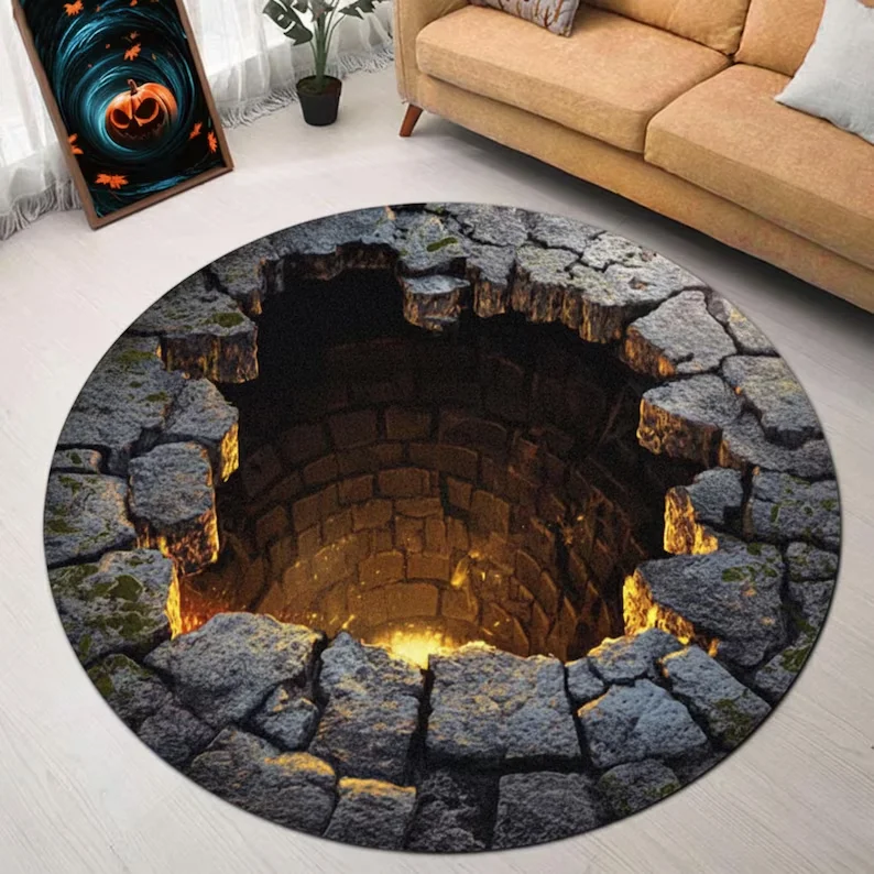 Dart Board Round Mat – Water & Fire Beer Theme Non-Slip Game Room Floor Target for Home Entertainment