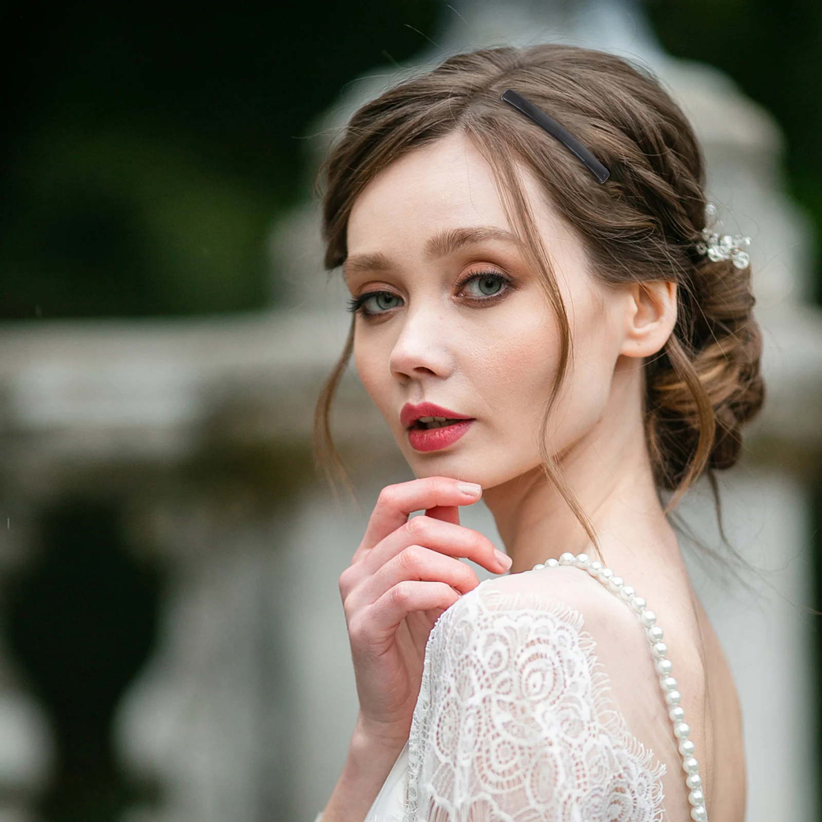 

Minkissy 50pcs Hair Comb Straightener Pin Clip Veil Claw Barrettes for Thick Bristle Care Black Plastic Combs