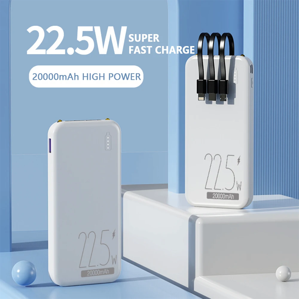 

PD 22.5W bi-directional fast charging power bank 20000mAh 3 ports simultaneously charging portable mobile power supply