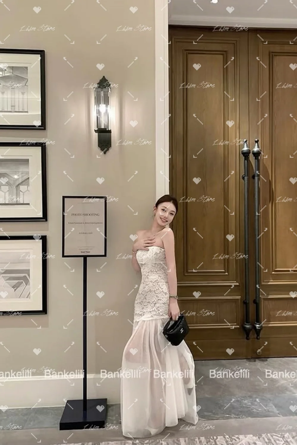 Lism Elegant Sleeveless Lace Wedding Dresses Strapless A-line Floor-Length Korea Wedding Dress Photo Shoot 2026 웨딩드레스 Customized