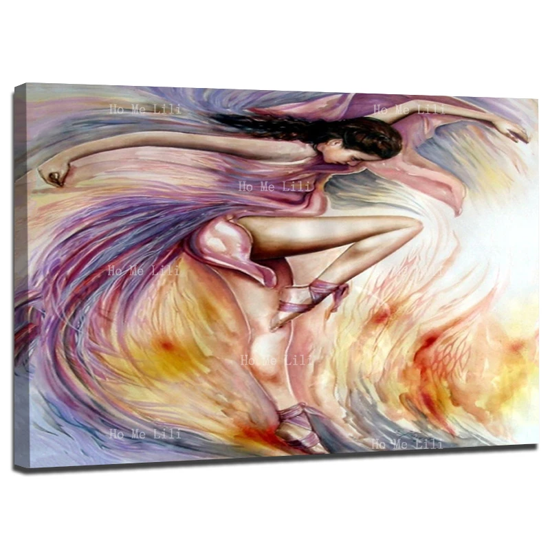 Dance Art Oil Painting Beautiful Lovely Ballerina Abstract Colorful Printing Canvas Wall Decor By Ho Me Lili