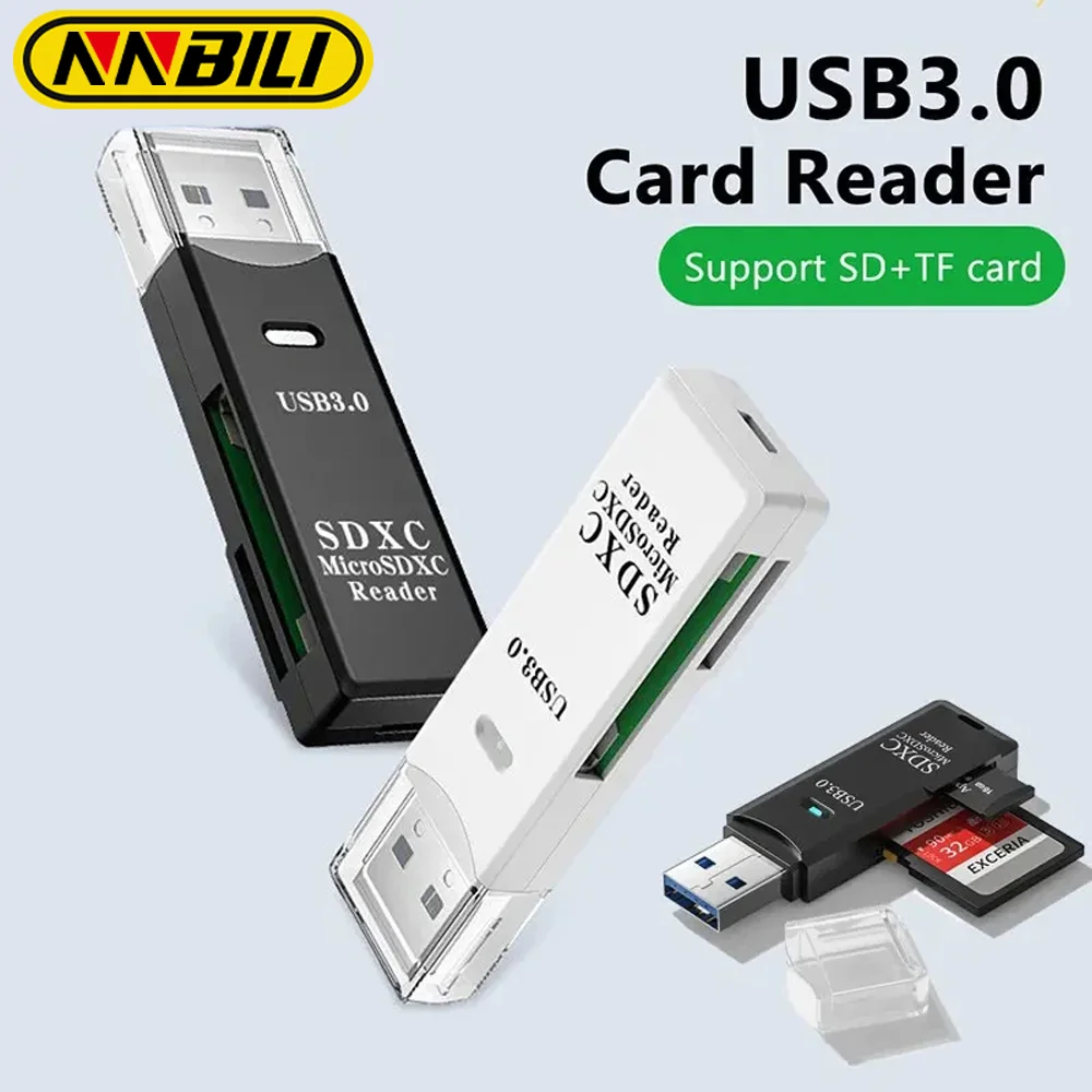 NNBILI NOWOŚĆ Adapter USB 3.0 2.0 na kartę pamięci Micro SD TF Szybki czytnik kart 2 w 1 do telefonu PC Laptop Akcesoria