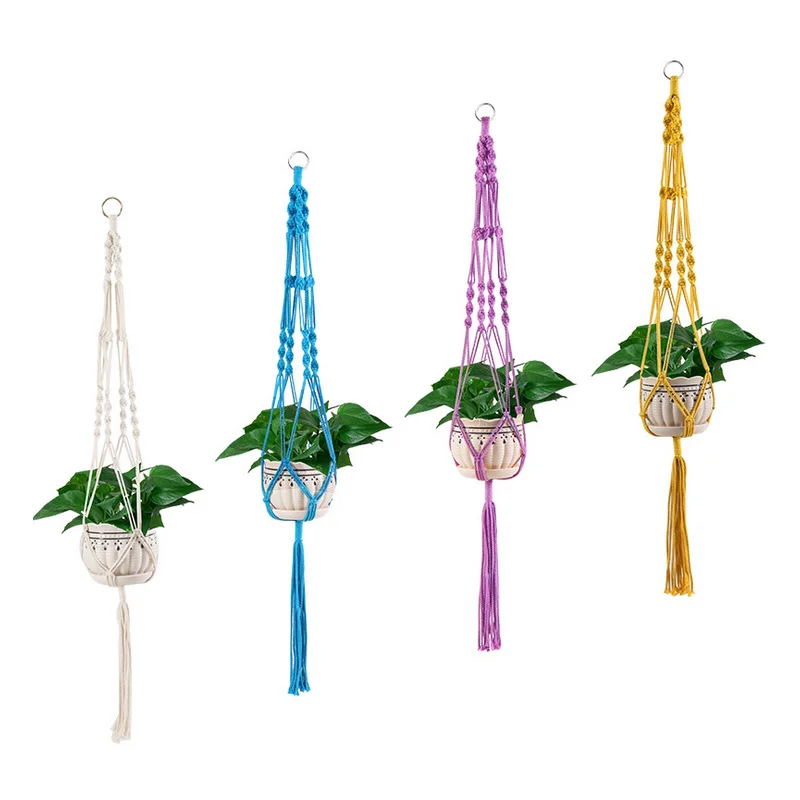 AAA282 Color braided rope flower pot rack flower pot hanger plant hanger cotton pot string hanging basket
