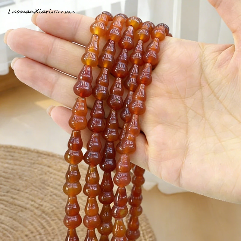 New 8x15mm Calabash Shape Red Agate Natural Stone Spacer Beads for Jewelry Making Diy Earrings Bracelets Charms Accessories