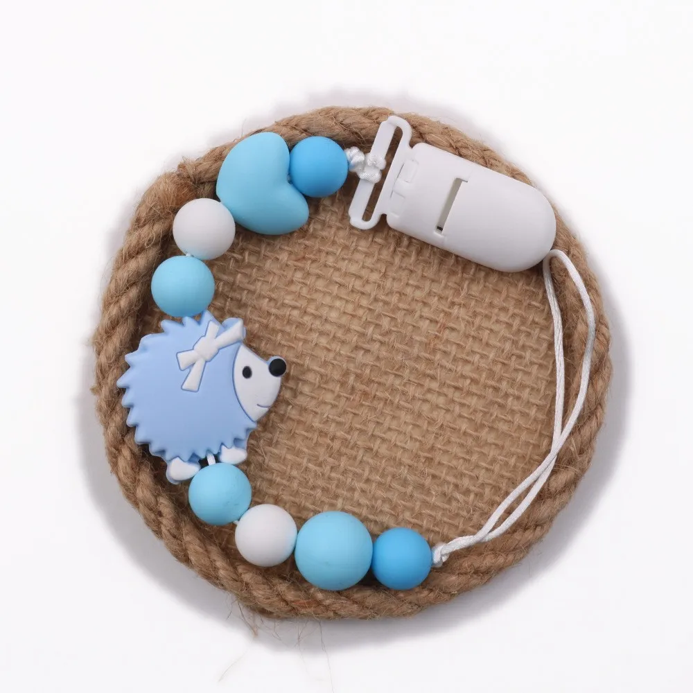 Baby Pacifier Clip Chain Hedgehog Silicone Pendant Teether Beads Holder For Infant Nipple Baby Teeth