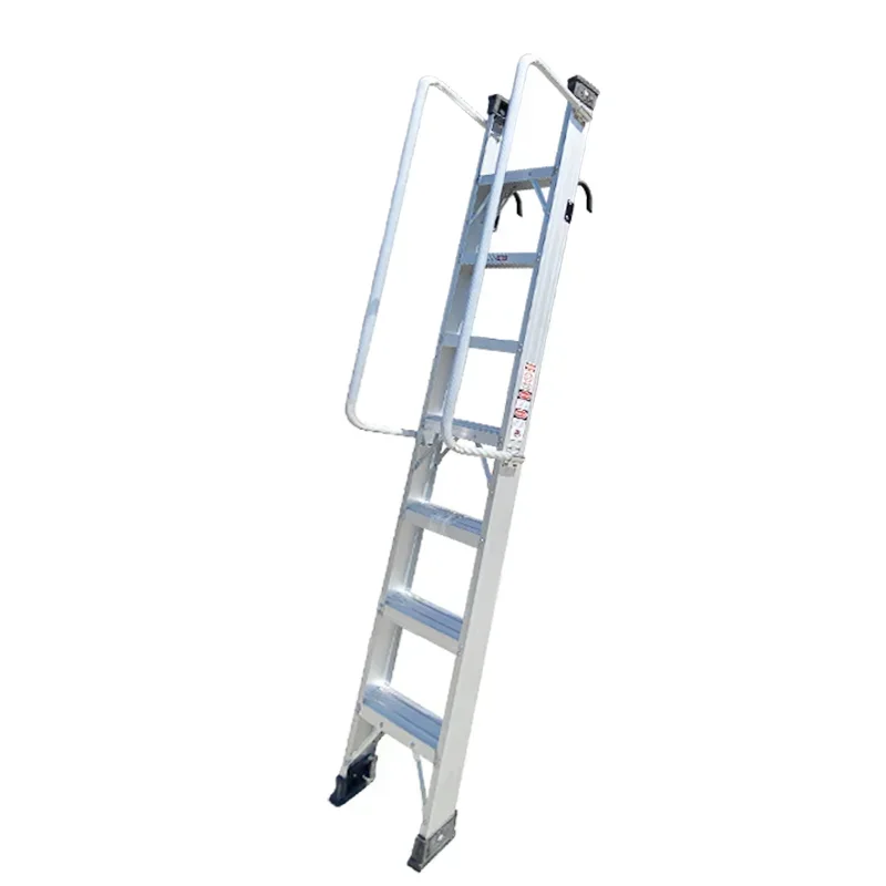 Vertical climbing engineering ladder, aluminum alloy outdoor rooftop ladder, customized handrail ladder, foldable, telescop