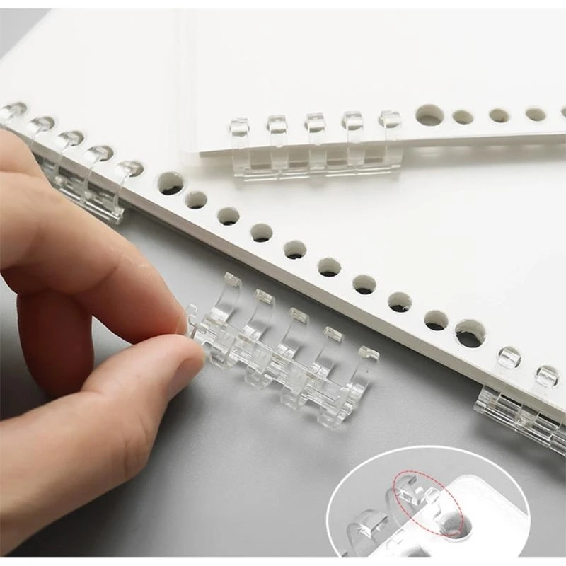 W89C Clear Ring Capacidad 80 páginas Anillo enlace peine plástico para escuela oficina