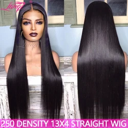 250 Density Bone Straight 34 Inch Lace Front Wig Transparent 13x4 Lace Frontal Wigs For Women Human Hair Wig