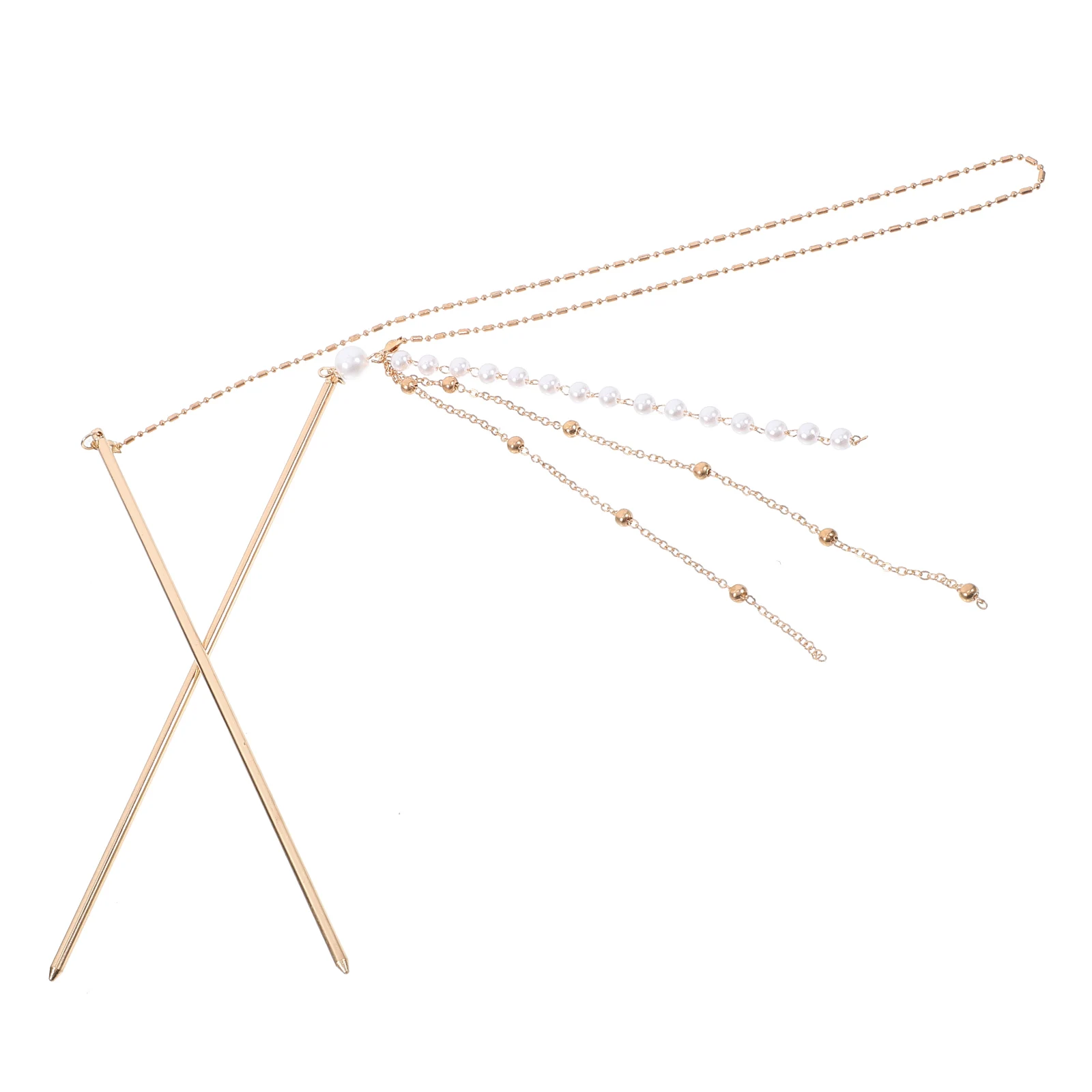 

Vintage Hairpin Double Chain Stick Accessories Retro Style ABS Zinc Alloy Durable Hair Tool Traditional Chinese Hair Chopstick