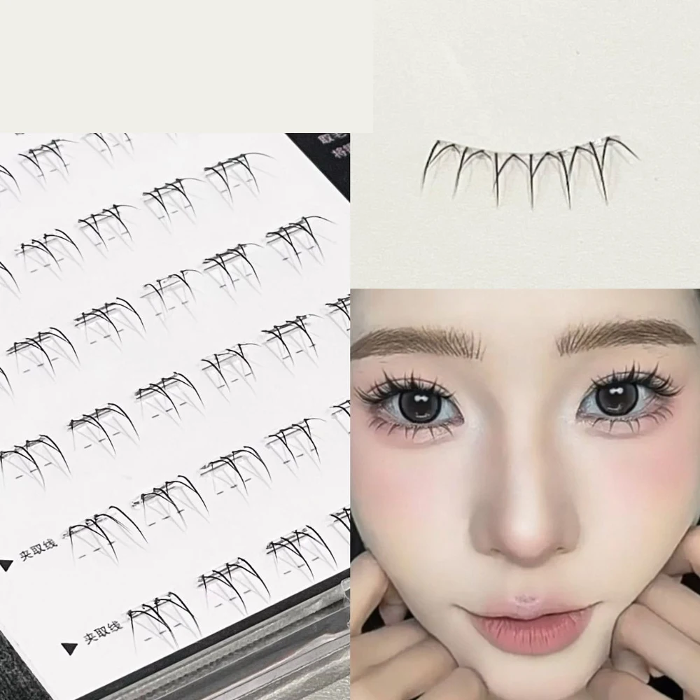 White Moonlight Exquisite Simple Lower Lashes Glue-Free Self-Adhesive False Eyelashes Sectional Natural Realistic Eyelashes