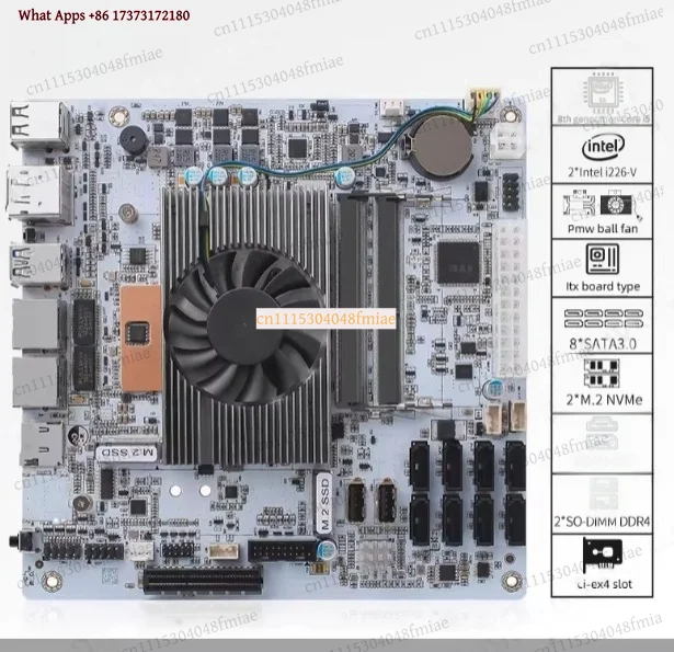 k3 8-Bay Mini-ITX NAS Motherboard, Intel Core i5-8265U ES, Dual 2.5GbE LAN, 8 SATA + Dual M.2 NVMe