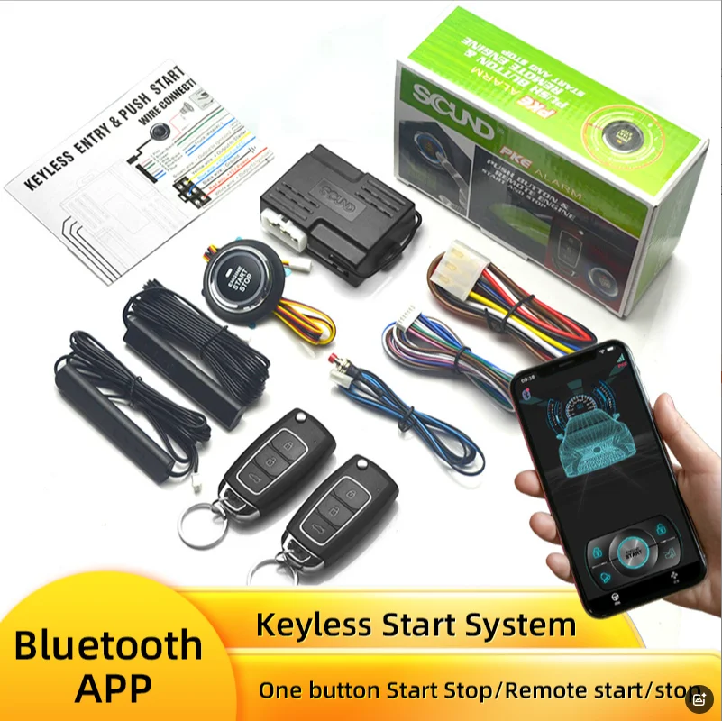 إنذار سيارة عالمي نظام إيقاف التشغيل التلقائي للتحكم عن بعد محرك الإشعال مجموعة التشغيل التلقائي بدون مفتاح نظام الدفع ملحقات السيارة