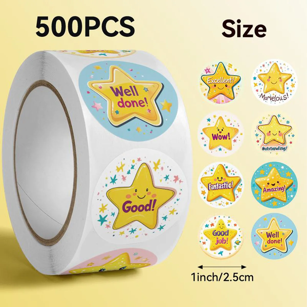 500Pcs Star Motivational Stickers for Kids,Teacher Reward Stickers Roll Potty Training Sticker for School Classroom Home view 2
