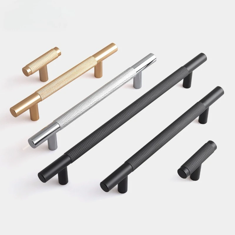 Round Rod Knurled Carved Aluminum Alloy Furniture Door Handle Cupboard Wardrobe Door Pulls Kitchen Cabinet Drawer Knobs Hardware