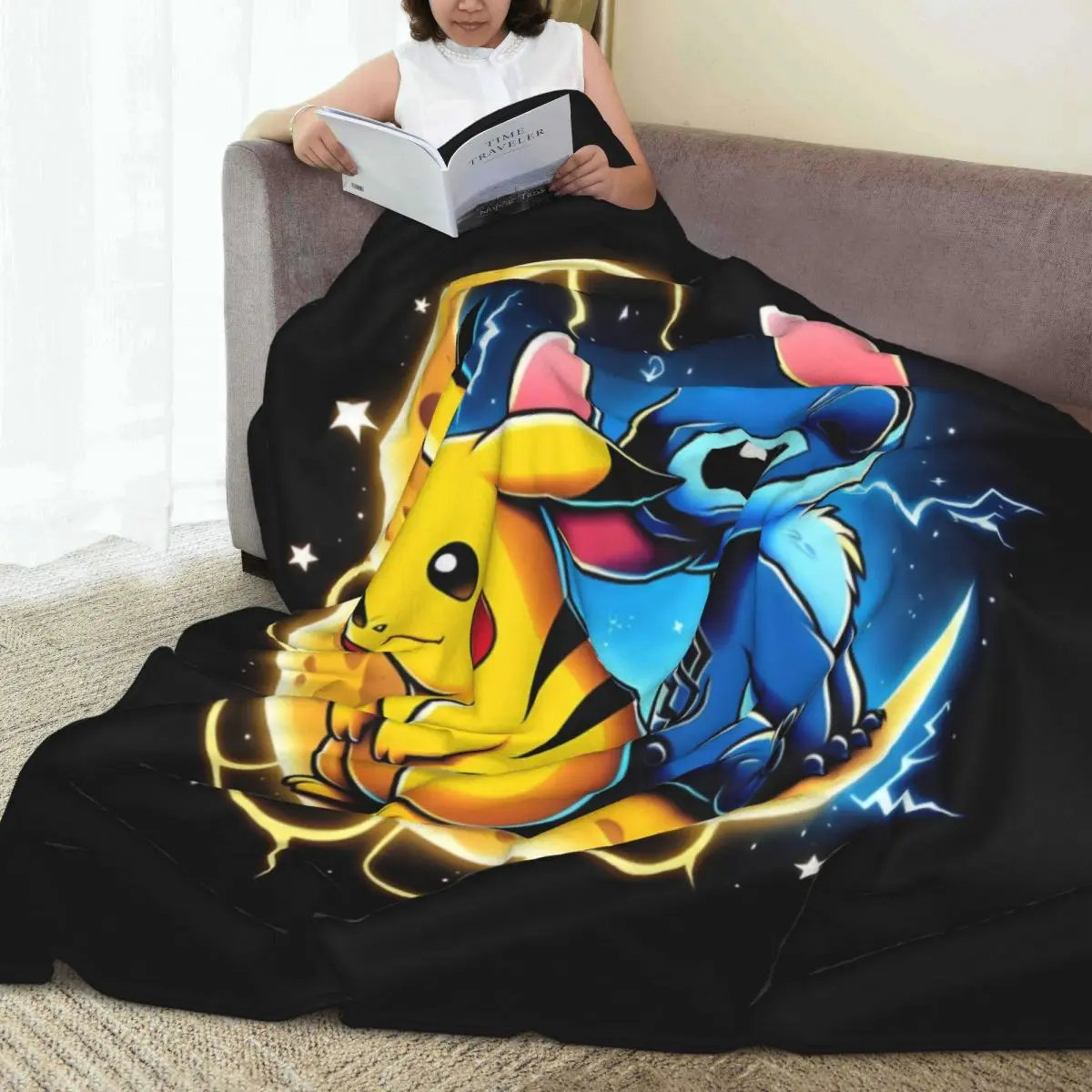 Pikachu Cartoon Blanket Quality Super Warm Throw Blanket Winter Decorative Bedroom Print Bedspread