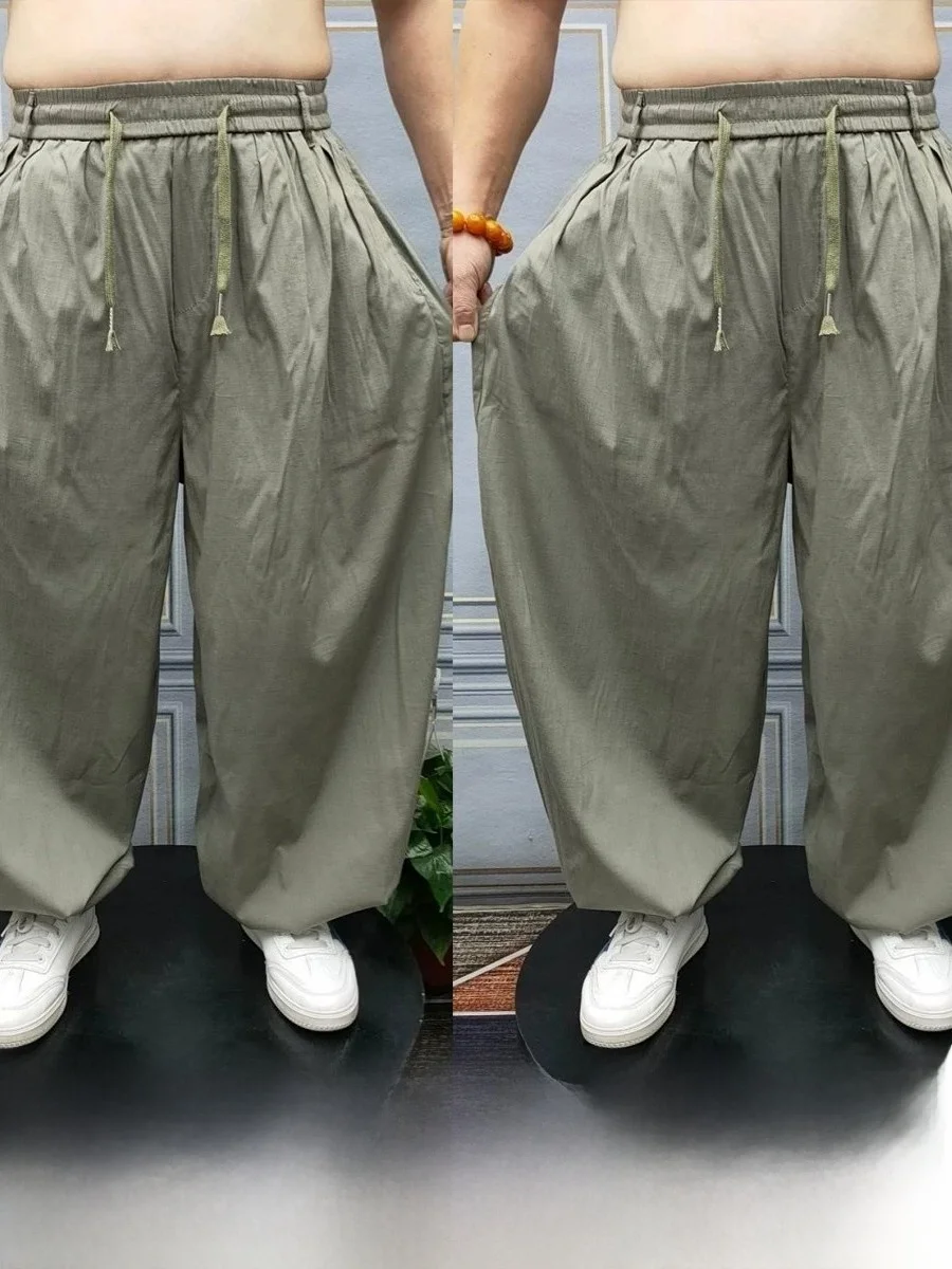 

Loose Men's Casual Harlan Pants Summer 2026 New plus Size Dad Pants Lantern Pants Elastic Waist Polyester Breathable Comfortable