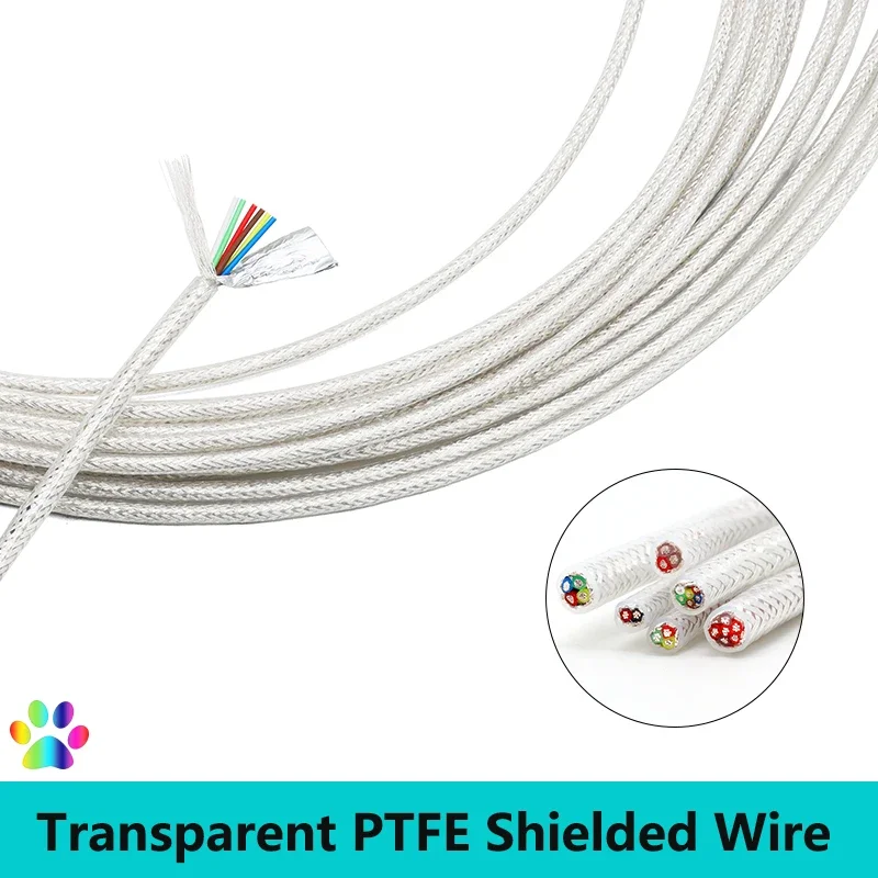 

1M/5M Transparent Silver Plated OFC PTFE Shielded Wire Sq.0.15~0.5mm 2 3 4 6 cores Hifi Audio Amplifier Speaker Headphone Cable