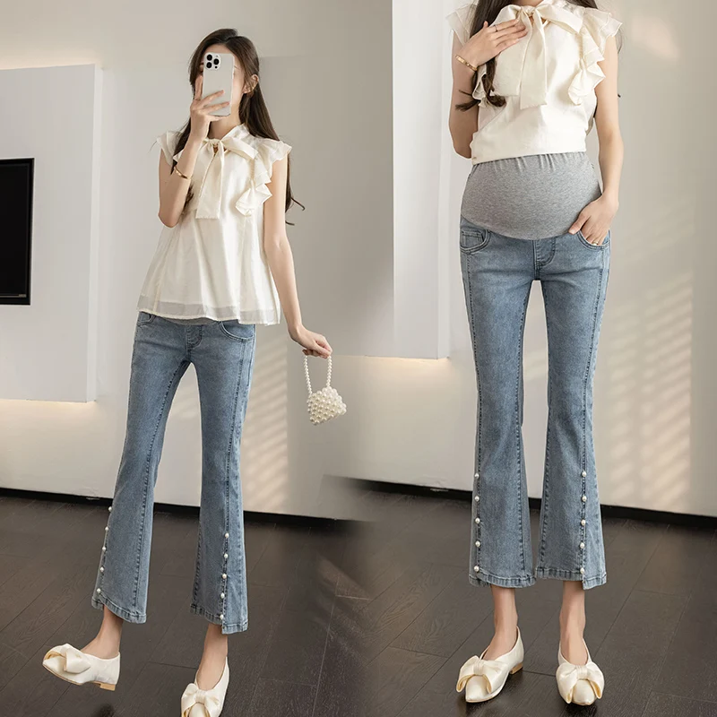 Summer Boot Cut Stretch Denim Maternity Jeans Belly Pants Clothes for Pregnant Women Pregnancy woman pregnant clothes for plus