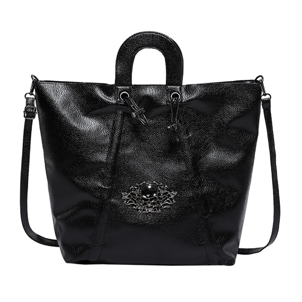 

Women Fashion Crossbody Bag Large Capacity Drawstring Punk Tote Handbag Adjustable Strap Casual Sling Bag Female Travel Bag