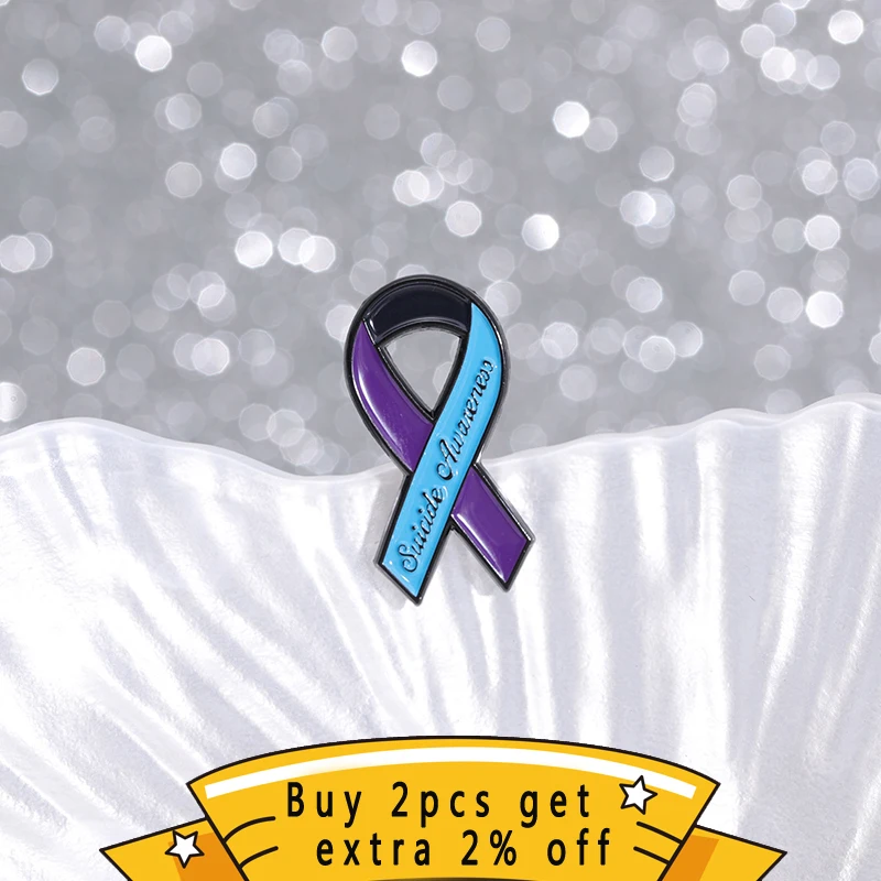 Suicide Awareness Enamel Pins Care Mental Health Autism Ribbon Brooch Lapel Badge Clothes Backpack Jewelry Accessories For Kid