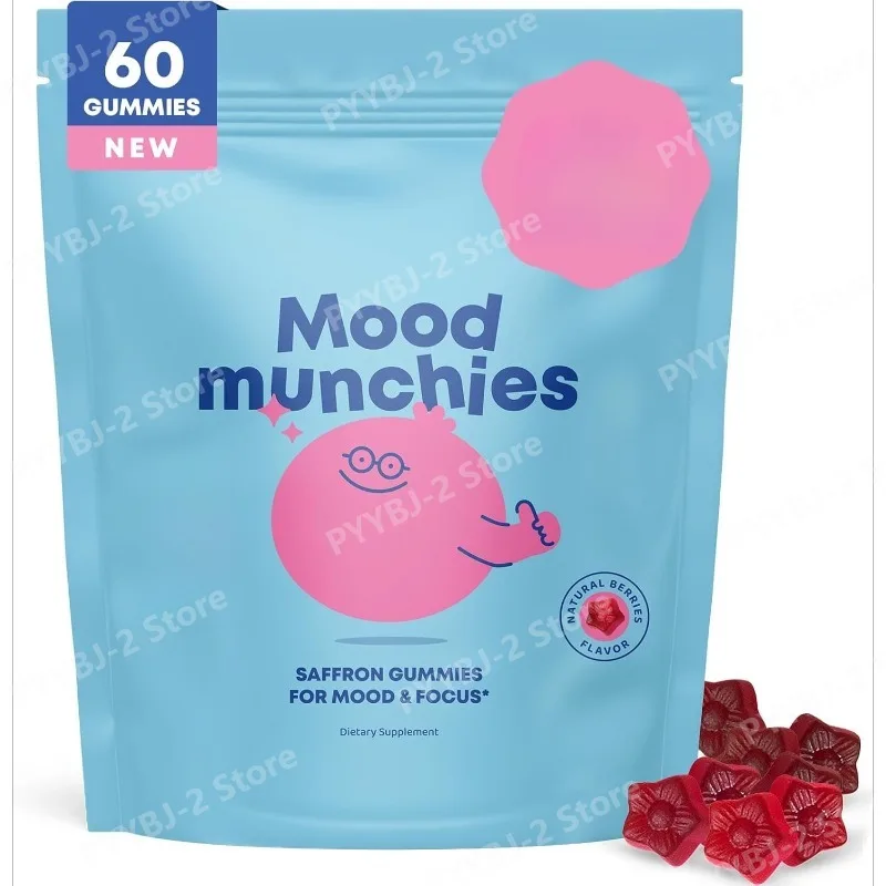 

Жевательные конфеты с шафраном: натуральный растительный экстракт шафрана и витамин D2, ежедневная пищевая добавка, вкус ягод, 60 штук