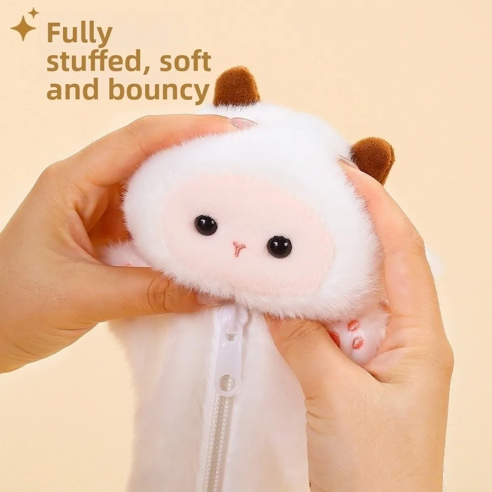Cute Animal Pencil Case Cartoon Sweet Decompression Bean Stuffed Creative INS Pencil Storage Bag School Office Supplies