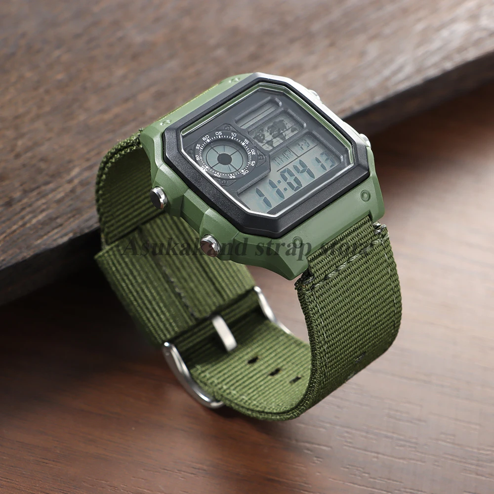 Canvas Nylon Watch Band Quick Release 16mm 18mm for Casio AE-1200 1300 F-108 SGW-300/400/500 W-800H Strap Men's Accessories Belt view 6