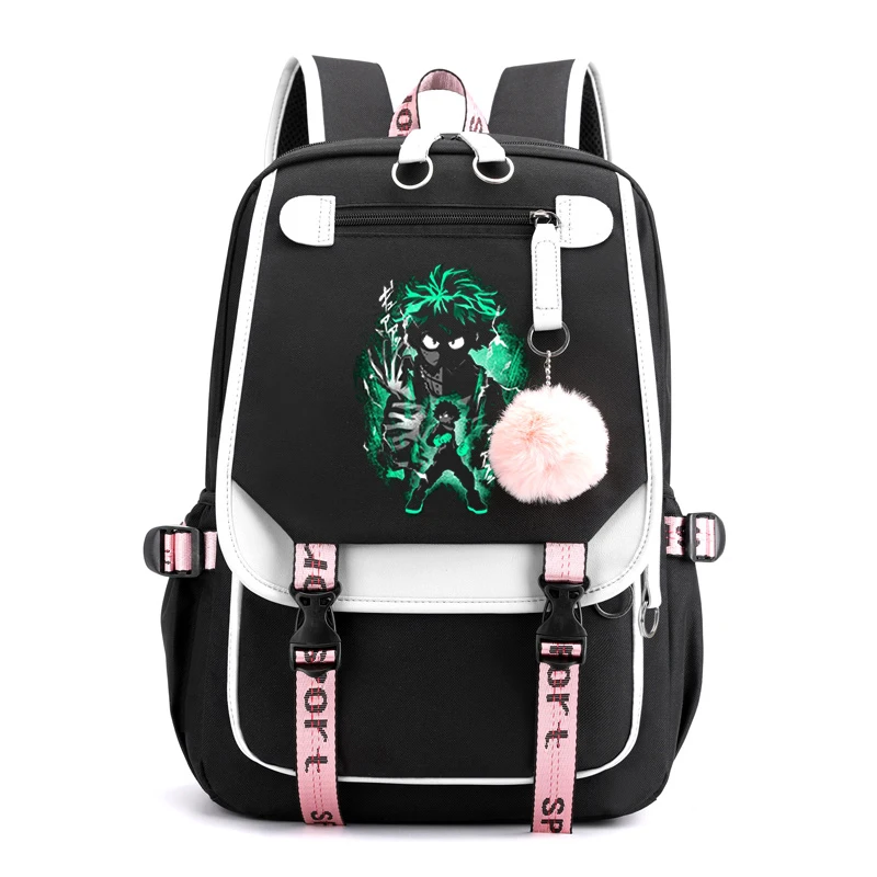 

My Hero Academia Anime School Bags Teenage Girls USB Port Schoolbag Student Book Bag Boku No Hero Academia Hero Deku Schoolbag