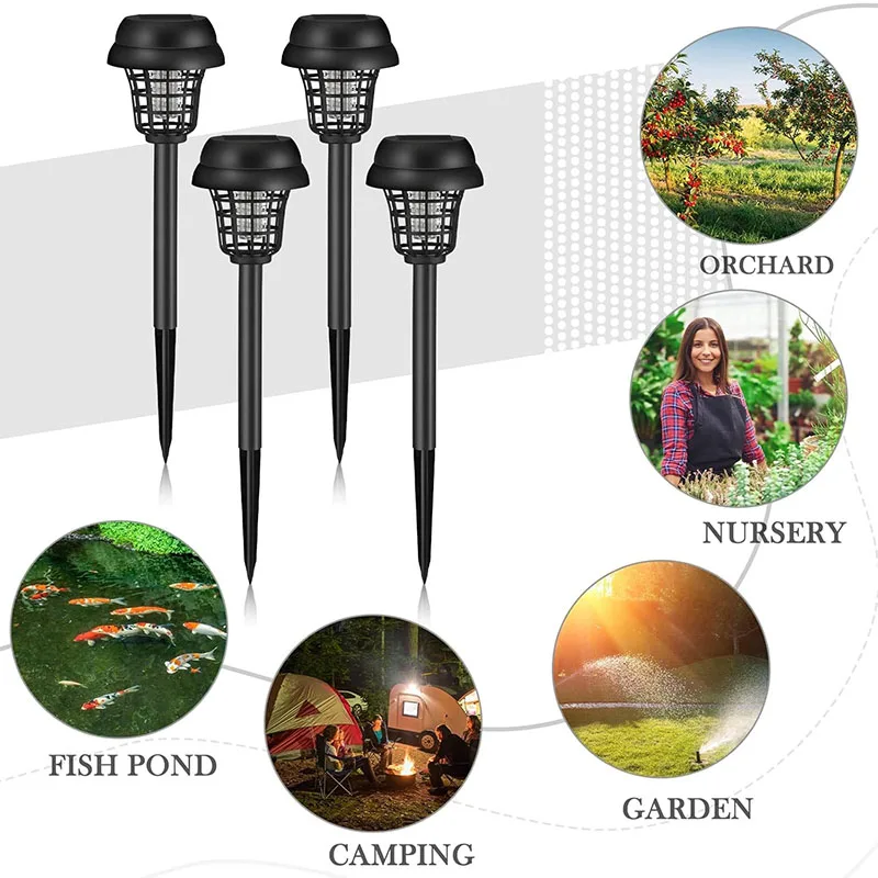 Solar and Electric Shock Mosquito Repellent Lamp Waterproof Bug Zapper 2Mode LED Light for Outdoor Garden Lawn Camping Villa Use image 6
