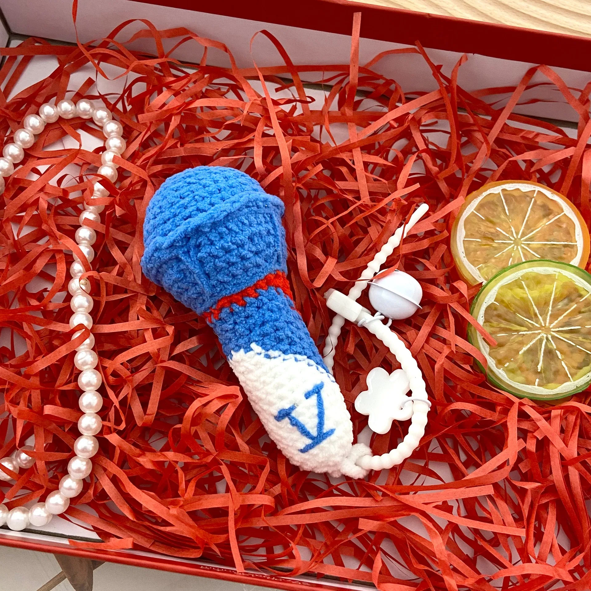 Hand-woven Music Microphone Fringed Bag Hanging Decoration Creative Women Bag Ornament Tassel Pendent for Handbag DIY Parts