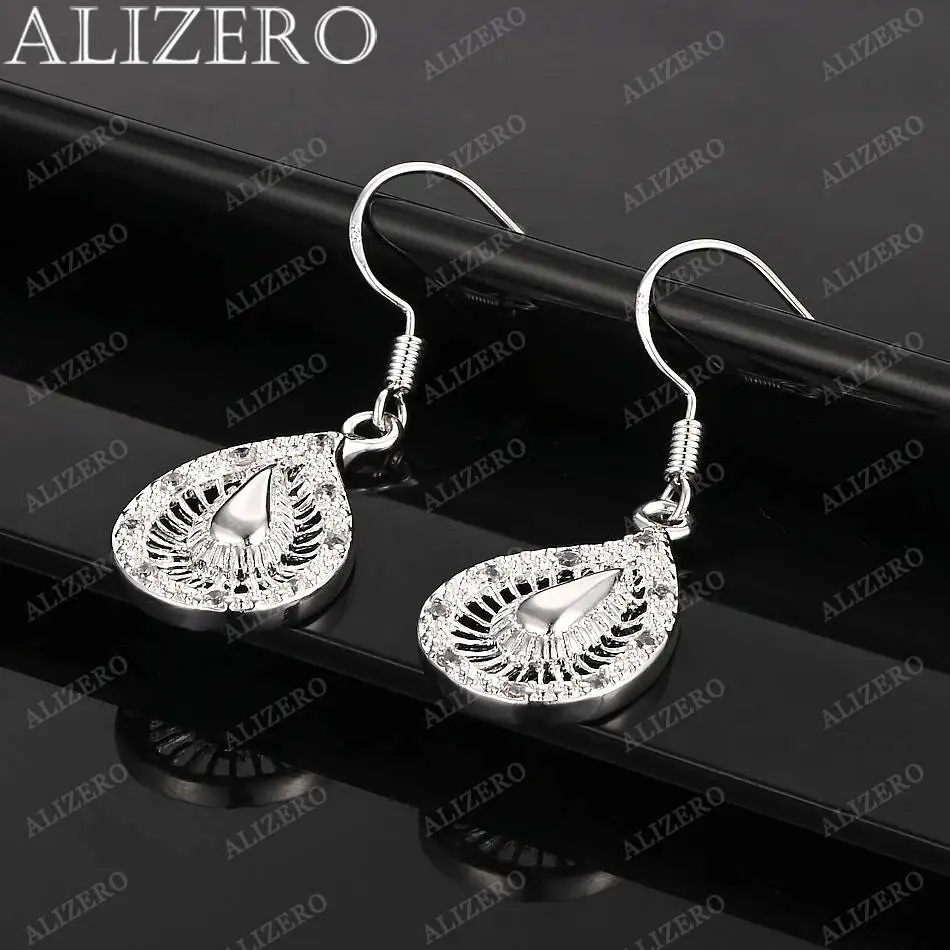 

Top 925 Sterling Silver Hollow Round Water Droplet Drop Earrings For Women Jewelry Fashion Engagement Wedding Accessories