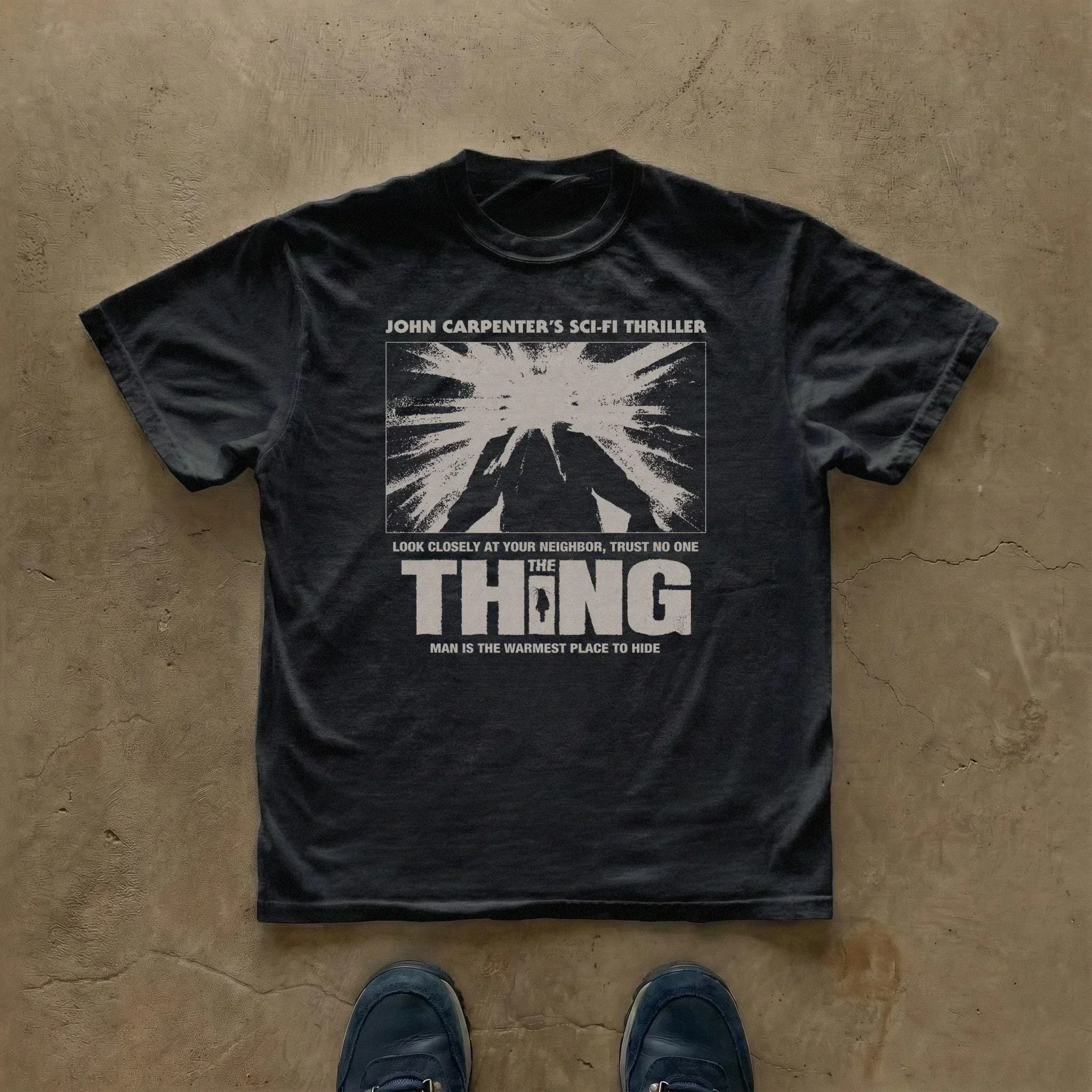 Vintage 80s Horror Graphic T Shirt Men Women Short Sleeve Iconic The Thing Monster Premium Cotton Street Tops
