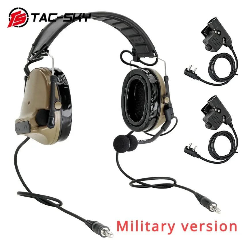 Tac-Sky TSC3 Shooting Hunting Tactical Headset Military Hearing Protection Defence Dual Pass Headset with U94 ptt