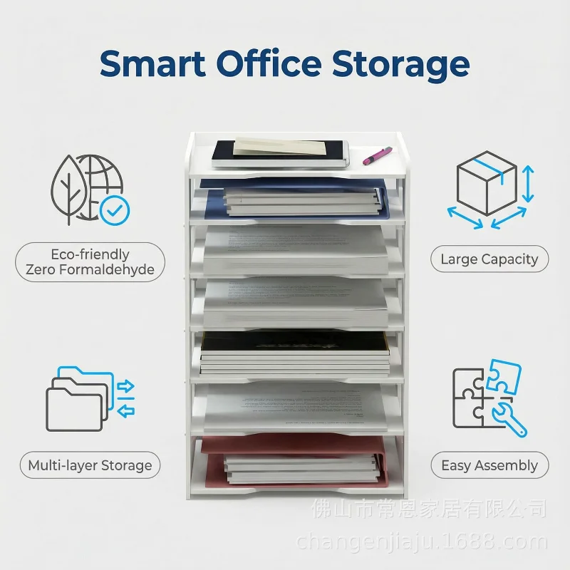 Multi-Tier Desktop File Organizer, Large Capacity Office Document Storage Rack for Desk Classification & Home Use Set