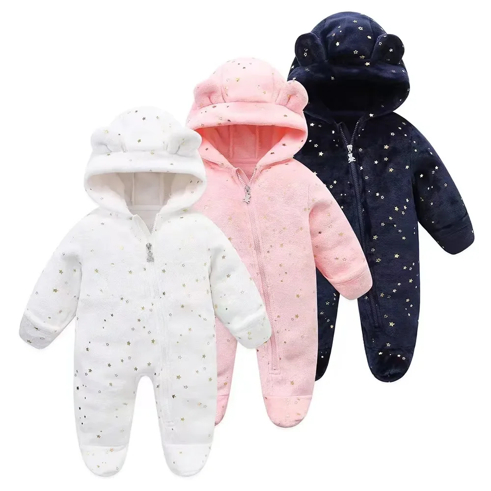 

Star Print Autumn/winter Hooded Jumpsuit 0-12 Months Baby Boys Girls Rompers Toddler Kids Playsuit Baby Clothes