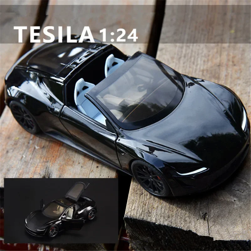 1:24 Tesla Roadster  Alloy Toy Car Sound Light Children Toy Collectible Birthday gift