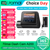 70mai Dash Cam A200 1080P HDR Dual Channel Car DVR 130° FOV Car Black Box 24 Hour Parking Monitor Car Recorder Night Owl Vision
