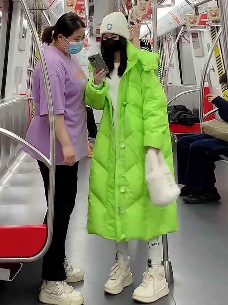 

een Du down Puffer Jaet Women's Loose Long over Knee Bread Sle Coat New Arrival Winter 2026 Commute Sle Thiened