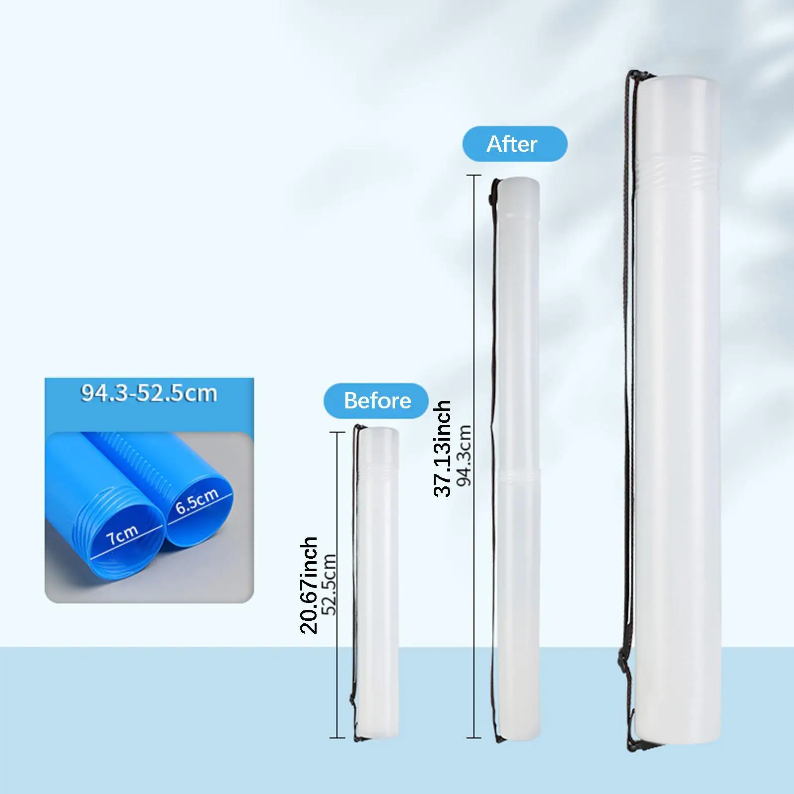 Poster Storage Tube Round Storage Case 20"-37" Extendable with Adjustable Strap for Paper Rolls Drawings Documents