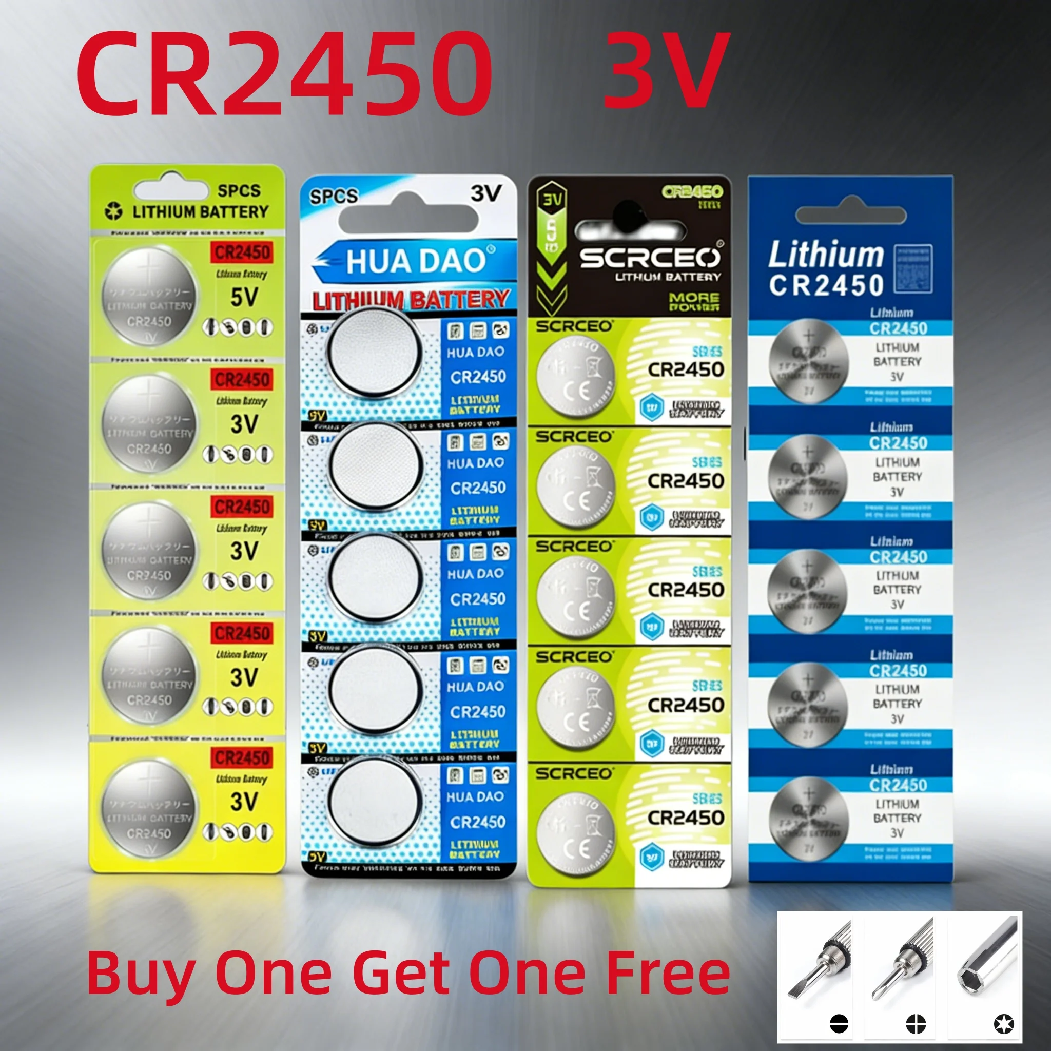 

Hot-Selling Models 3V CR2450 Button Batteries CR2450 5029LC LM2450 DL2450 CR2450N BR2450 600mAh Lithium Cell Coin Watch Battery