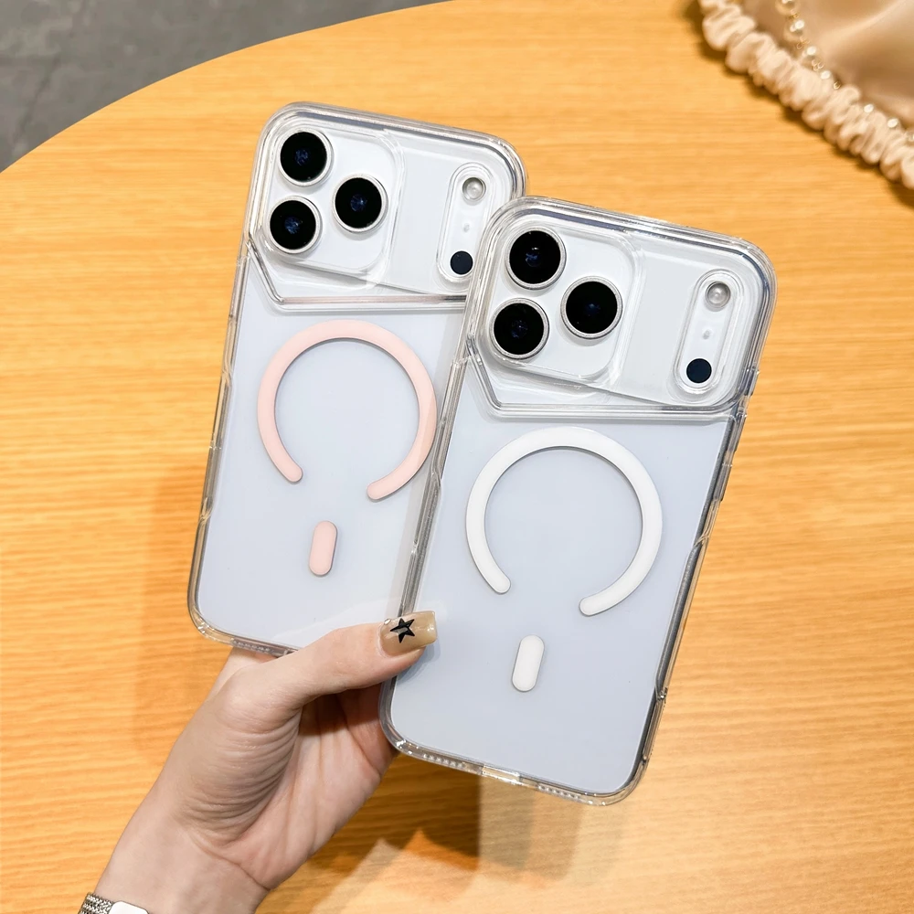 เคสกันกระแทกอะคริลิกใสหรูหราสำหรับ iPhone 17 Air 16 15 14 13 12 11 Plus Pro Max รองรับการชาร์จไร้สาย Magsafe