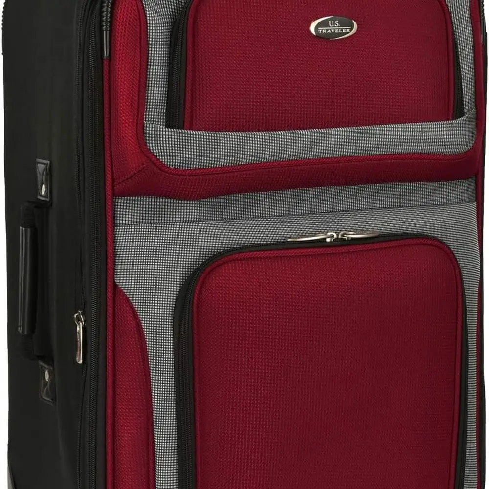 New York Traveler 4-Piece Expandable Luggage Set, Lightweight Red/Gray