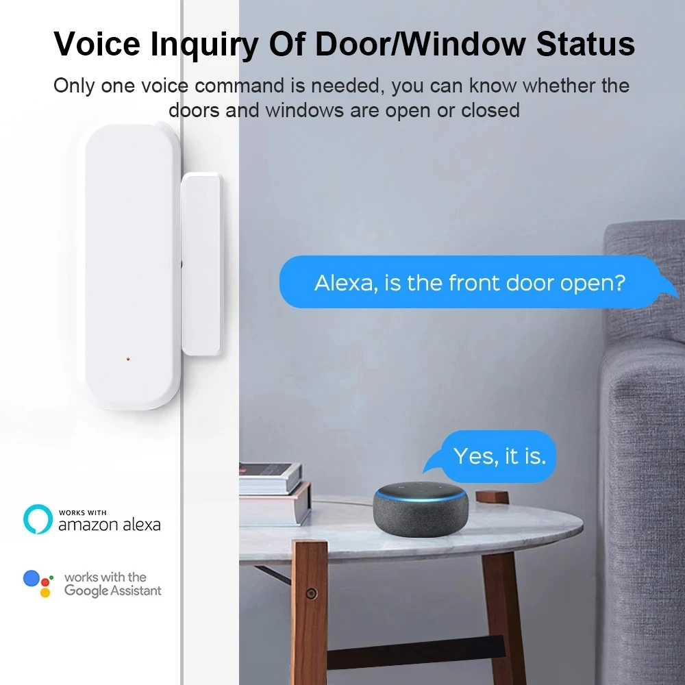 Tuya WIFI Zigbee 3.0 Smart Door Sensor Open Closed Detectors Security Protection Smart Life APP Control Via Alexa Google Home