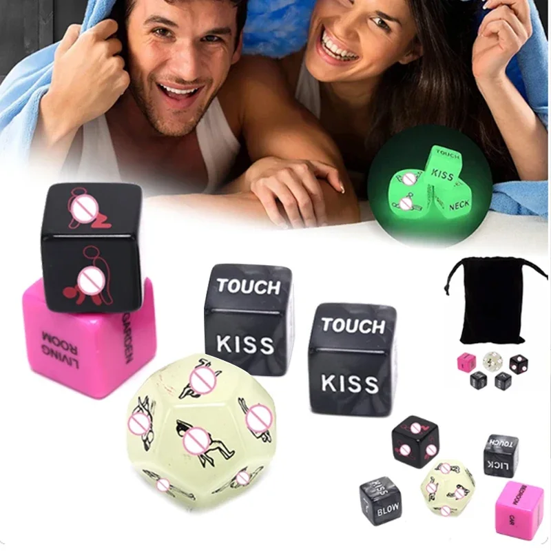 6 pezzi di giocattoli di dadi sessuali luminosi, giochi per adulti, flirt di coppia, accessori per giochi di sesso cubico, regali di coppia, giocattoli sessuali per donna