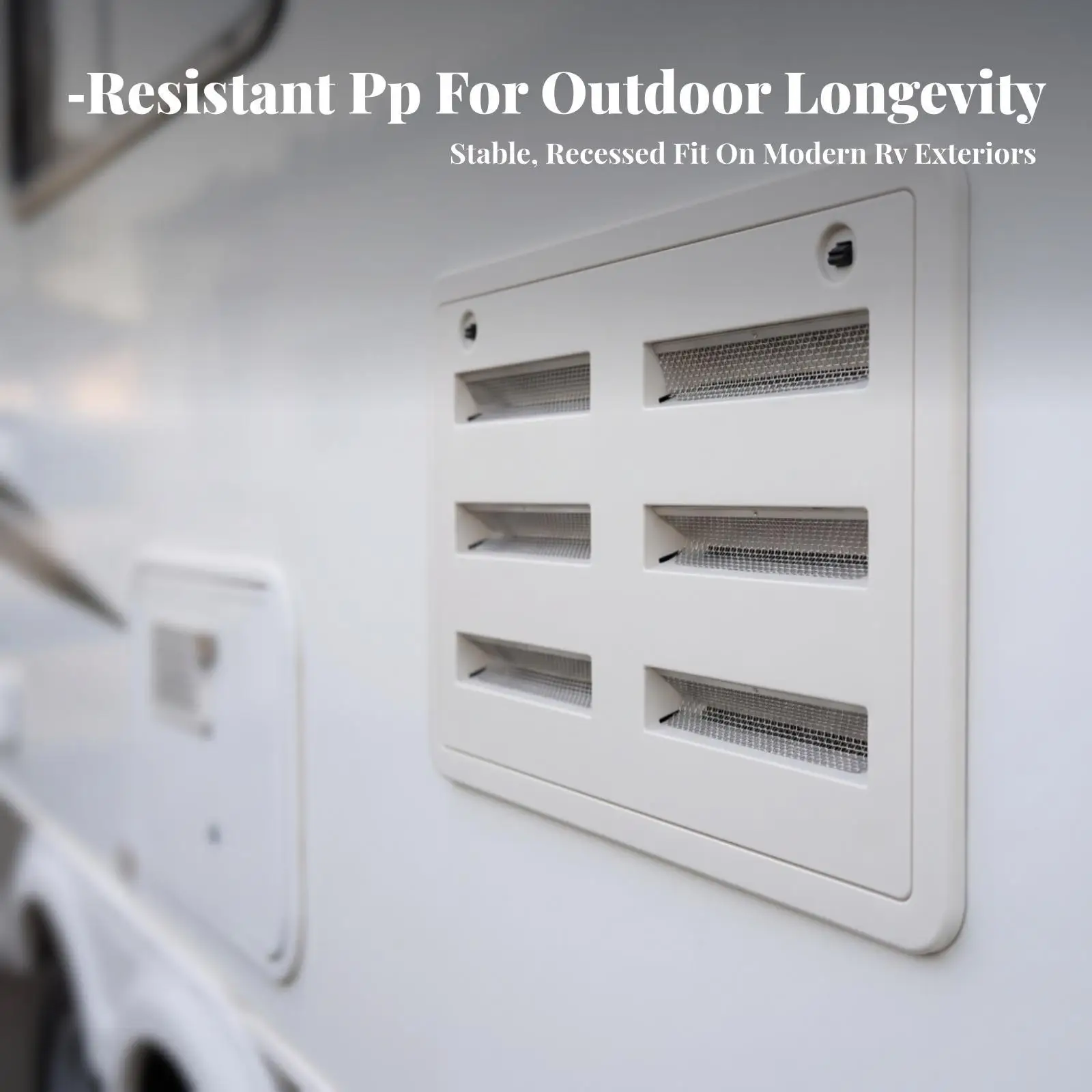 Durable Polypropylene RV Vent Cover for Fridge Compartment with Rounded Corners and Louvered Slats for Motorhome
