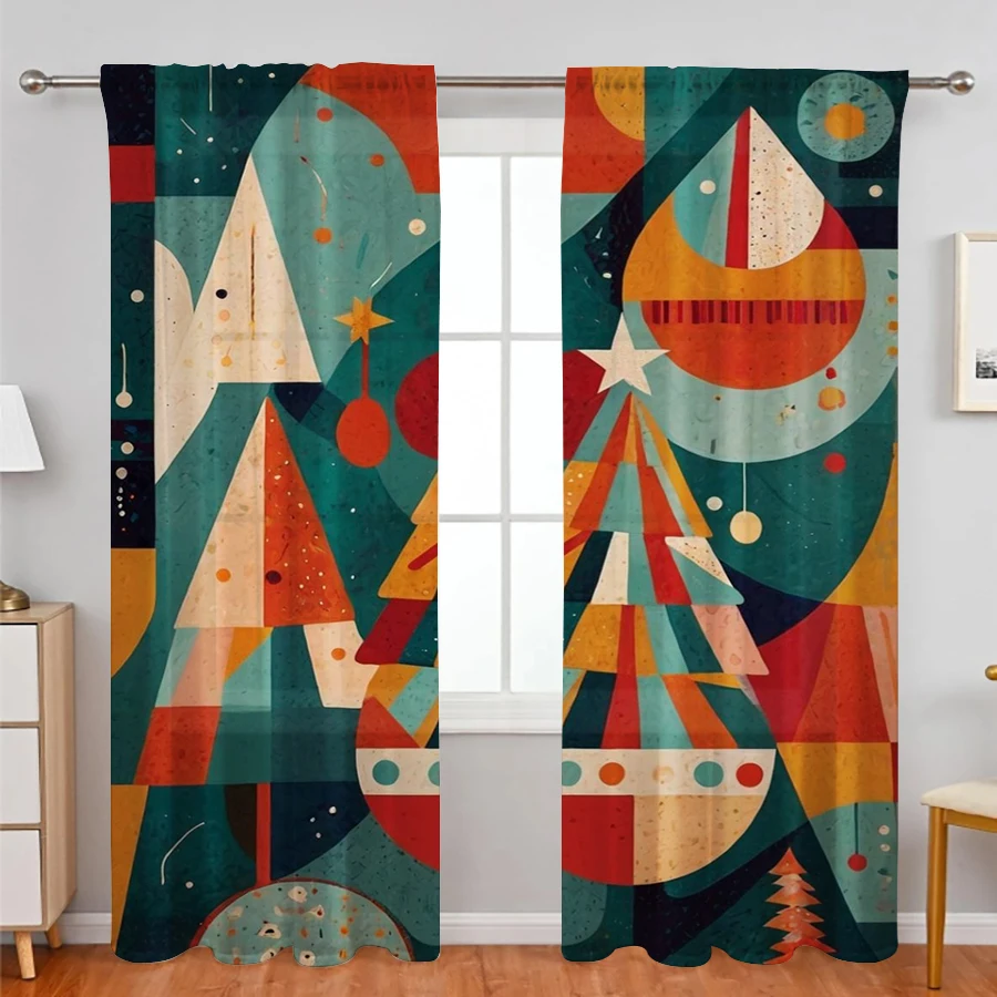 2PCS Christmas Curtains, Geome - огляд і ціна Curtain Rods