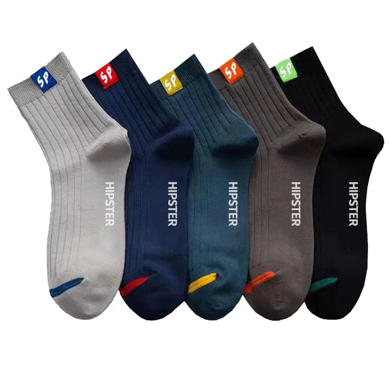 5 Pairs of Men's Cotton Blend Fashionable Low-cut Socks, Comfortable and Breathable for Daily Wear