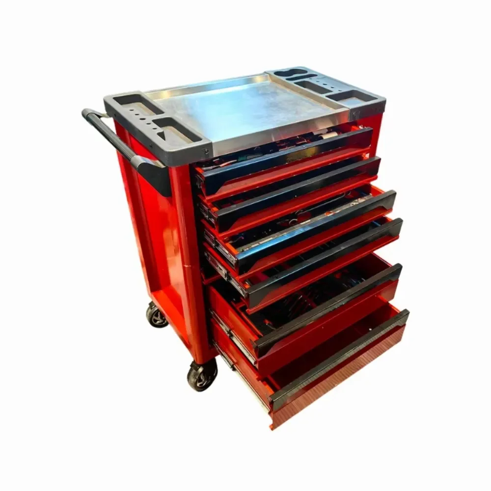 Swivel Casters Tool Cabinet Trolley Multi Drawer Design Powder Coated Tool Cabinet Auto Repair Tool Cabinets Workshop Essential
